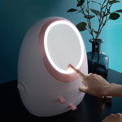 Cosmetic Storage Box with LED Mirror