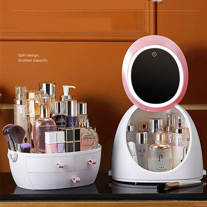 Boîte de rangement cosmétique avec miroir LED